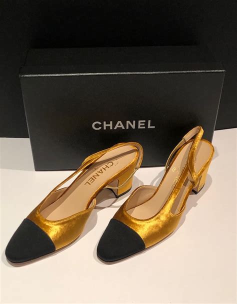 chanel gold heels
